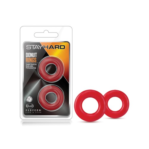 Blush Stay Hard Donut Rings Red Pack of 2