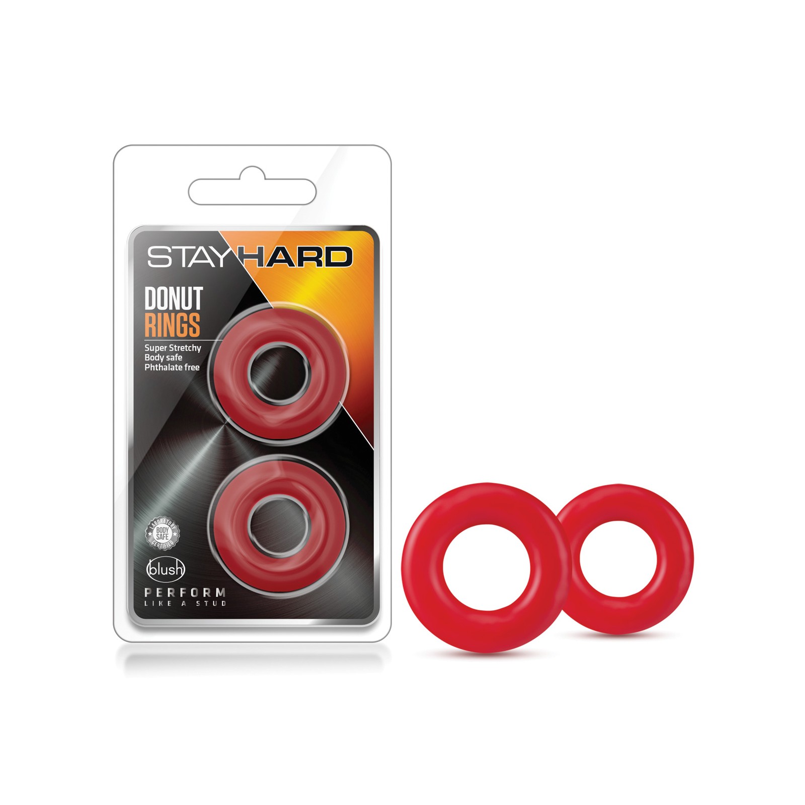 Blush Stay Hard Donut Rings Red Pack of 2