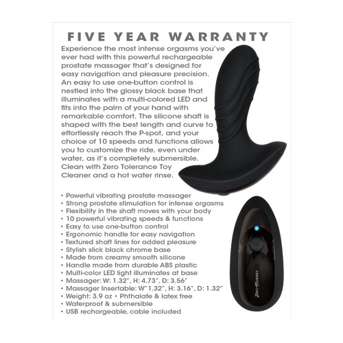 Zero Tolerance Rechargeable Prostate Massager - Black