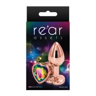 Rear Assets Rose Gold Heart Small Anal Toy - Rainbow