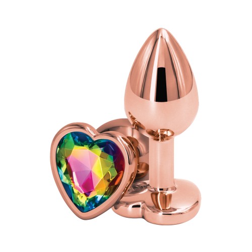 Rear Assets Rose Gold Heart Small Anal Toy - Rainbow