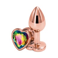 Rear Assets Rose Gold Heart Small Anal Toy - Rainbow