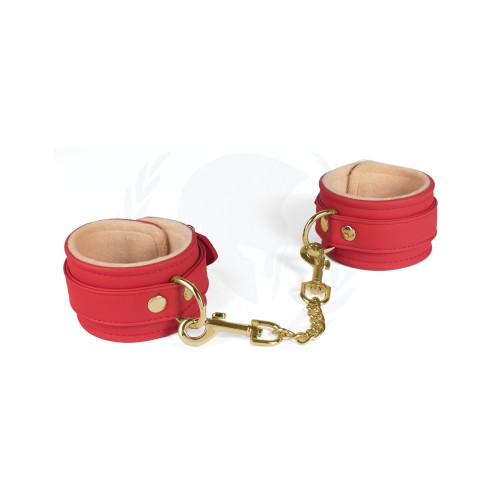 Spartacus PU Ankle Cuffs with Plush Lining Red