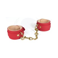 Spartacus PU Ankle Cuffs with Plush Lining Red