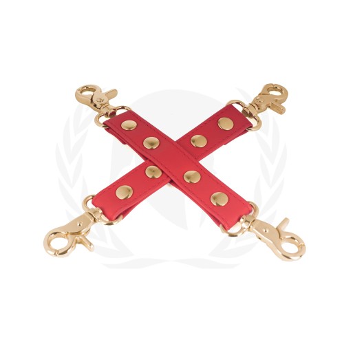 Spartacus PU Hog Tie con Accesorios de Oro Rojo