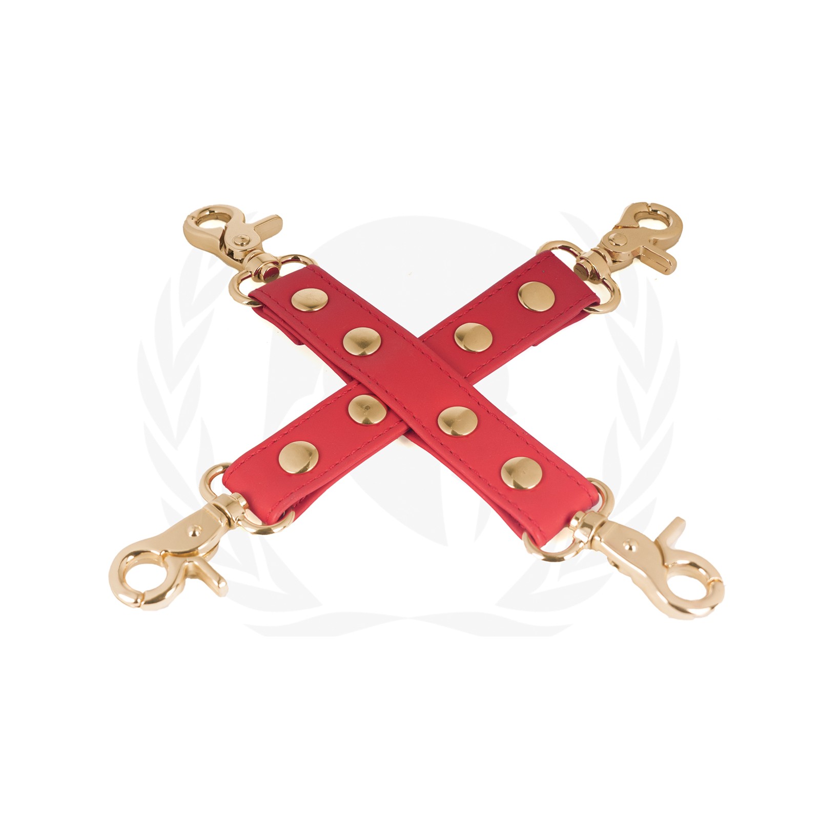 Spartacus PU Hog Tie con Accesorios de Oro Rojo