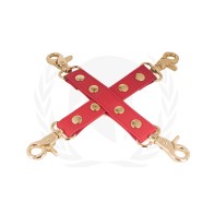 Spartacus PU Hog Tie con Accesorios de Oro Rojo