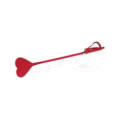 Spartacus PU Riding Crop with Plush Heart Shape Tip Red