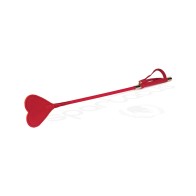 Spartacus PU Riding Crop with Plush Heart Shape Tip Red