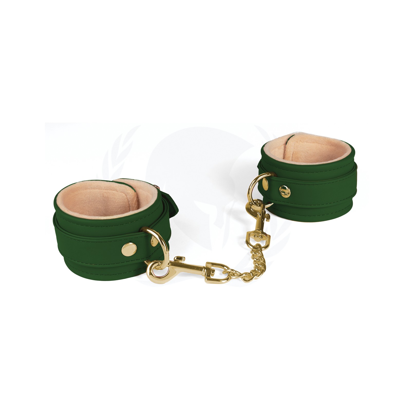 Spartacus PU Wrist Cuffs Plush Lined Green