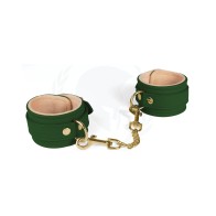 Spartacus PU Wrist Cuffs Plush Lined Green