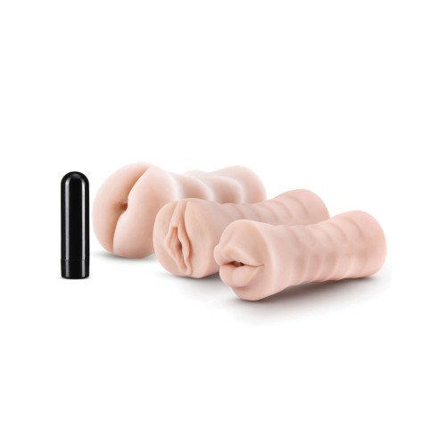 Blush M for Men Vibrating Stroker Sleeve Kit Pack of 3