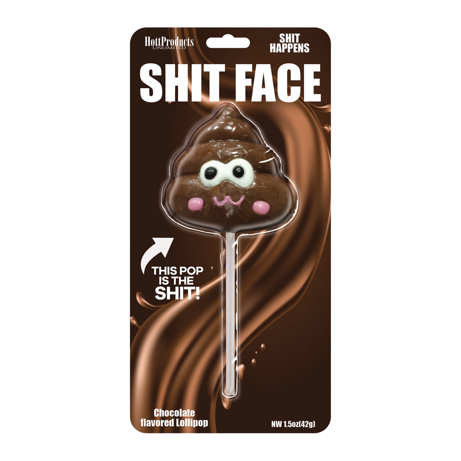 Shit Face Chocolate Flavored Lollipop for Fun