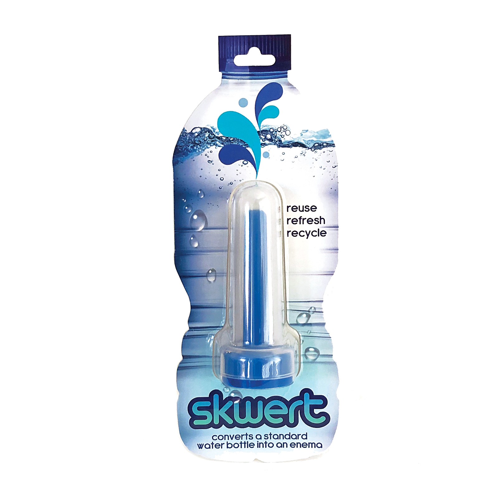 Adaptador de Enema Skwert Botella de Agua Azul