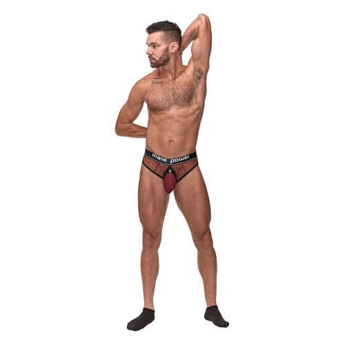 Cock Pit Fishnet Cock Ring Thong Red S/M