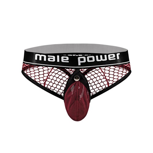 Cock Pit Fishnet Cock Ring Thong Red S/M