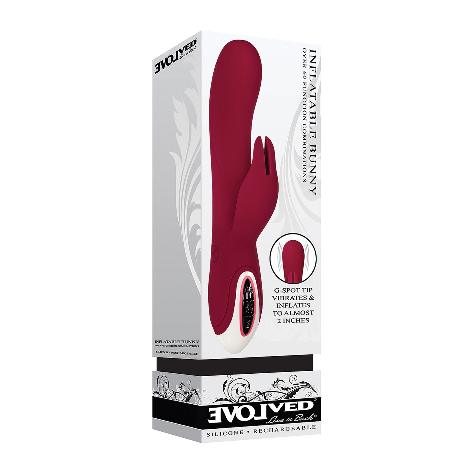 Evolved Inflatable Bunny Dual Stim Vibrator Burgundy