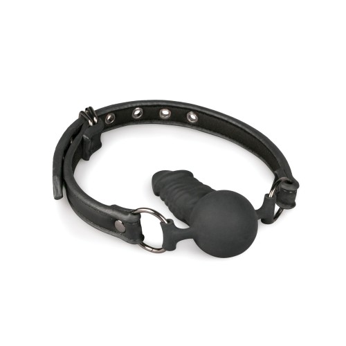 Easy Toys Ball Gag Silicone Dong Black - Bondage Play