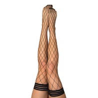 Kix'ies Michelle Large Fishnet Thigh Highs Black