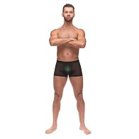 Private Screening Micro Mesh & Modal Pot Leaf Pouch Shorts