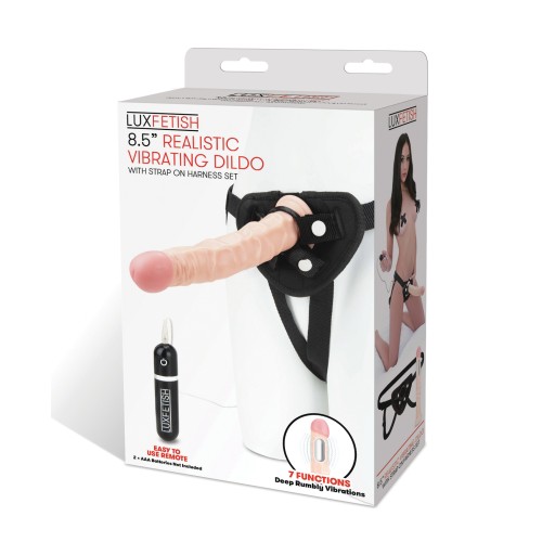 Lux Fetish Dildo Vibrador Realista de 8.5 Pulgadas con Set de Arnés Strap-On