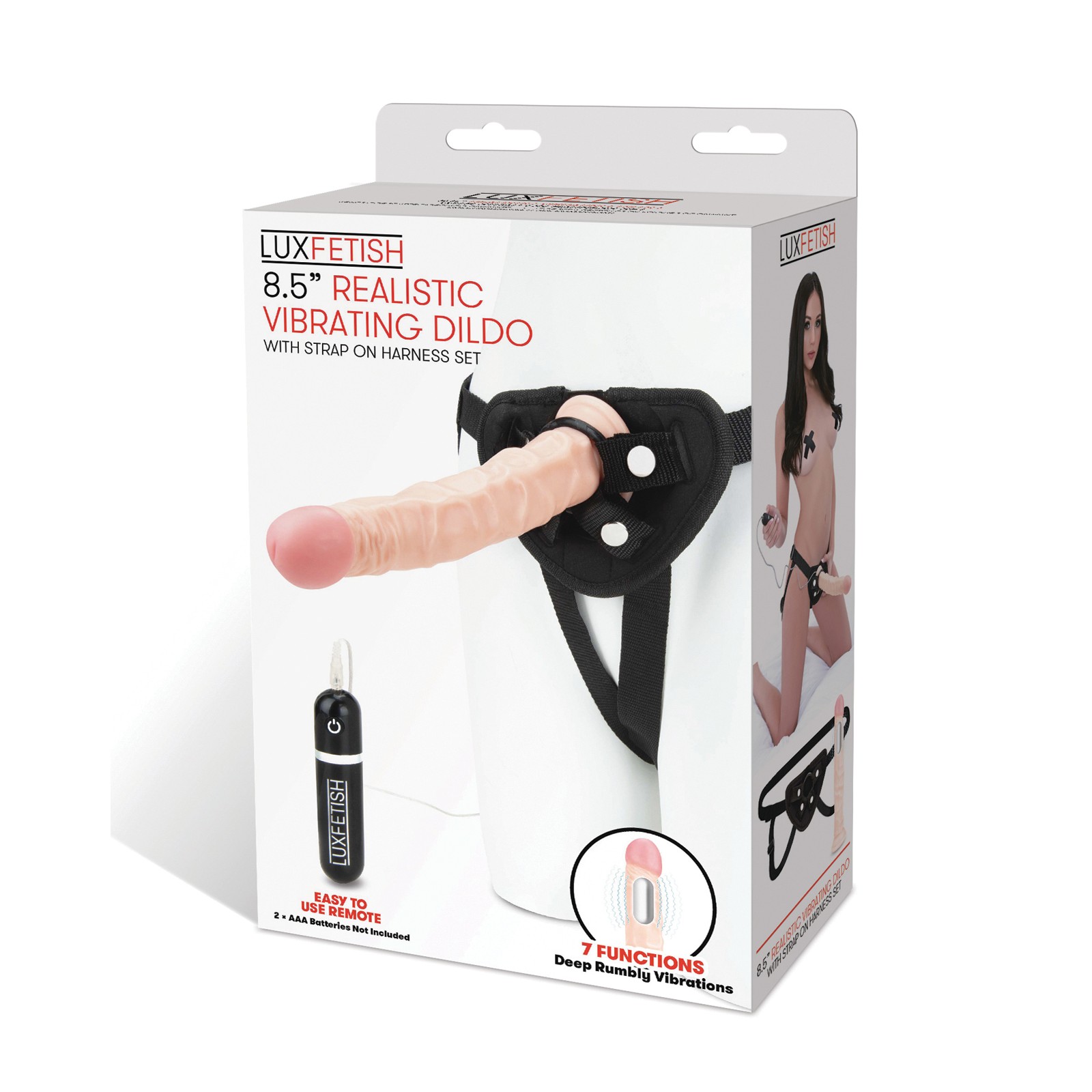 Lux Fetish Dildo Vibrador Realista de 8.5 Pulgadas con Set de Arnés Strap-On