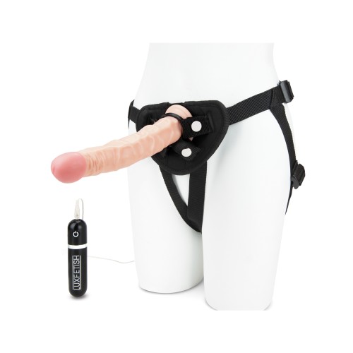 Lux Fetish 8.5 inch Vibrating Dildo with Strap-On Harness Set