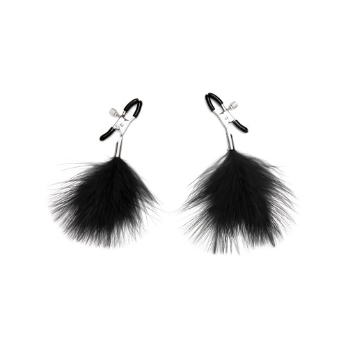 Lux Fetish Feather Nipple Clips - Black