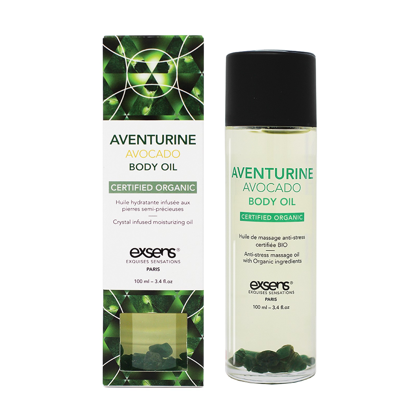 EXSENS Organic Body Oil with Aventurine for Luxurious Skin Care