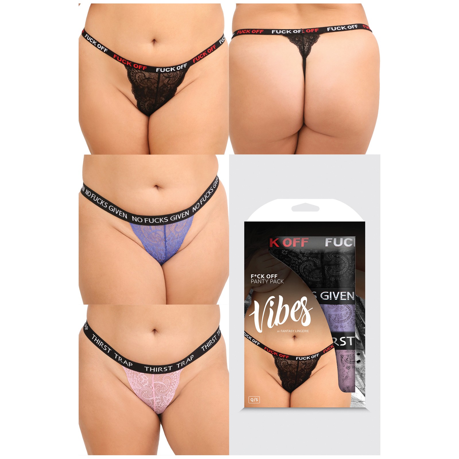 Vibes F*ck 3 Pack Lace Thongs