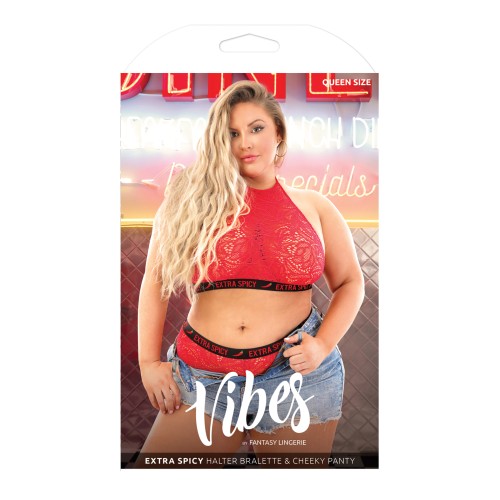 Vibes Extra Spicy Halter Bralette & Cheeky Panty Chili Red Queen