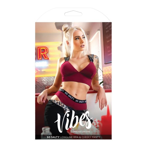 Vibes So Salty Long Line Bra and Cheeky Panty Berry Bliss