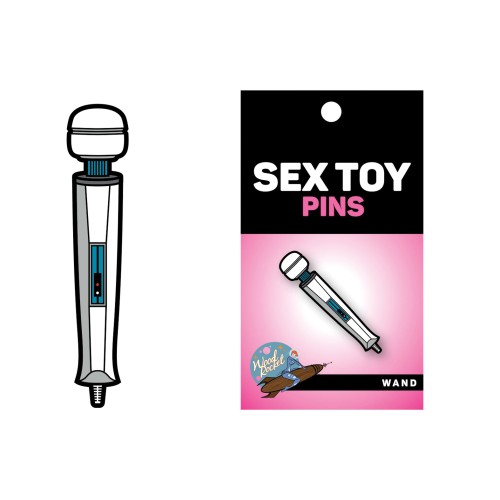 Wood Rocket Sex Toy Wand Enamel Pin White