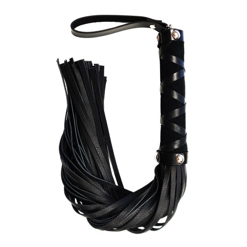 Rouge Short Leather Flogger with Studs Black