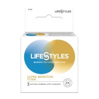 Condón Titan Ultra Sensitivo Lifestyles - Paquete de 3