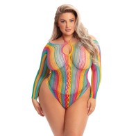 Pink Lipstick More Color Long Sleeve Bodysuit - Rainbow QN