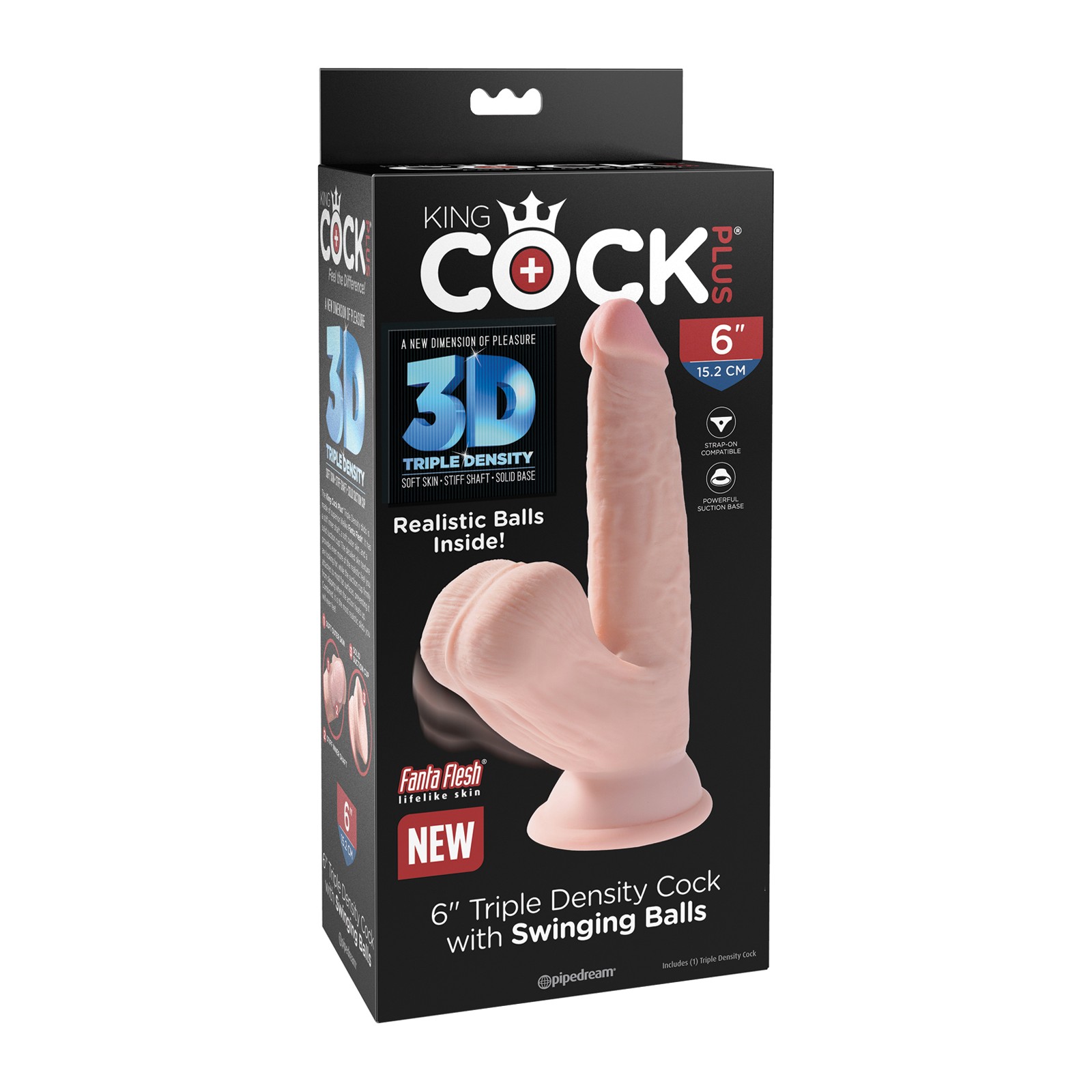 King Cock Plus 6 Cock de Triple Densidad con Testículos Colgantes Marfil