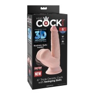 King Cock Plus 6 Cock de Triple Densidad con Testículos Colgantes Marfil