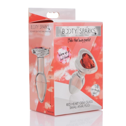 Booty Sparks Red Heart Gem Glass Anal Plug Small