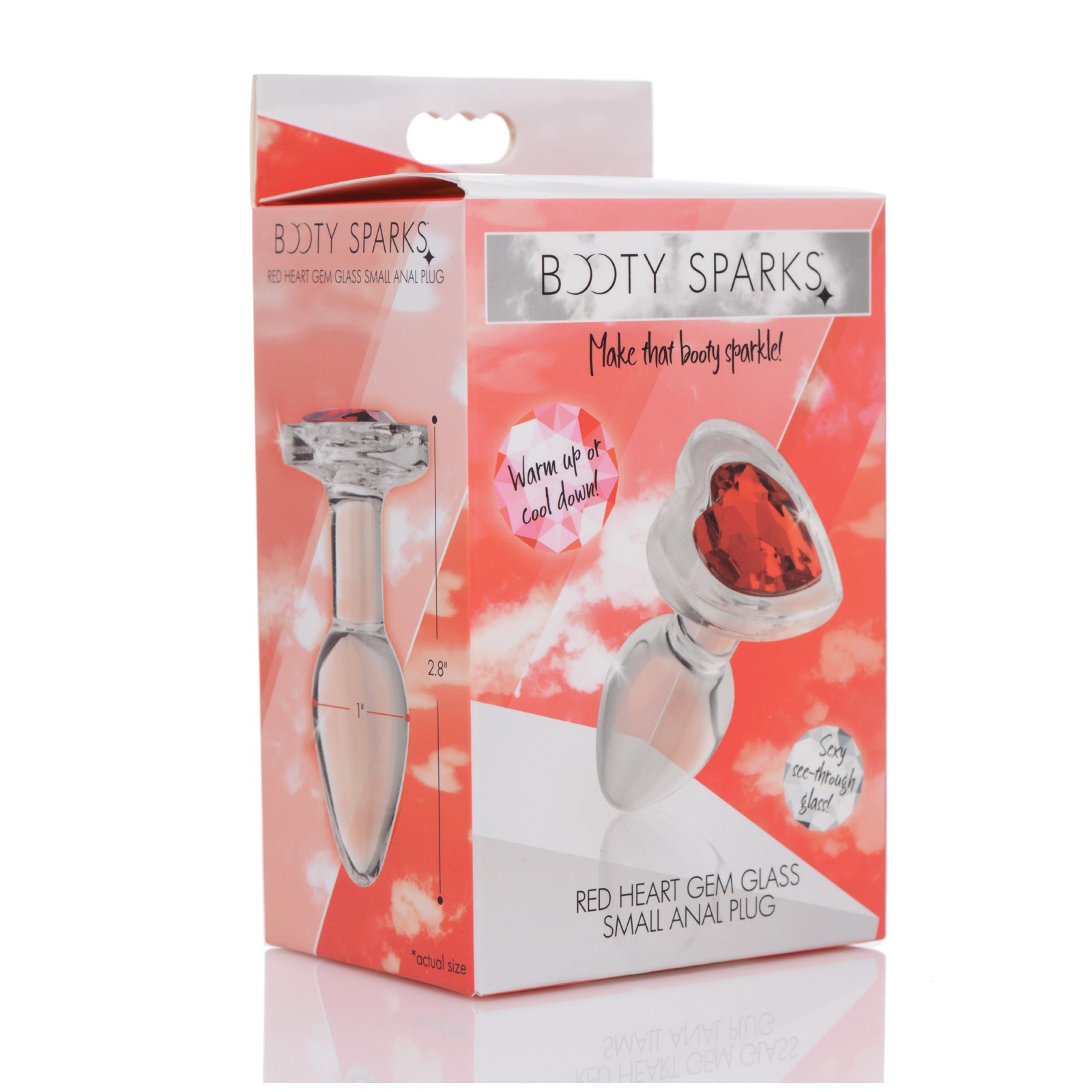 Booty Sparks Red Heart Gem Glass Anal Plug Small