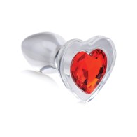 Booty Sparks Red Heart Gem Glass Anal Plug Small