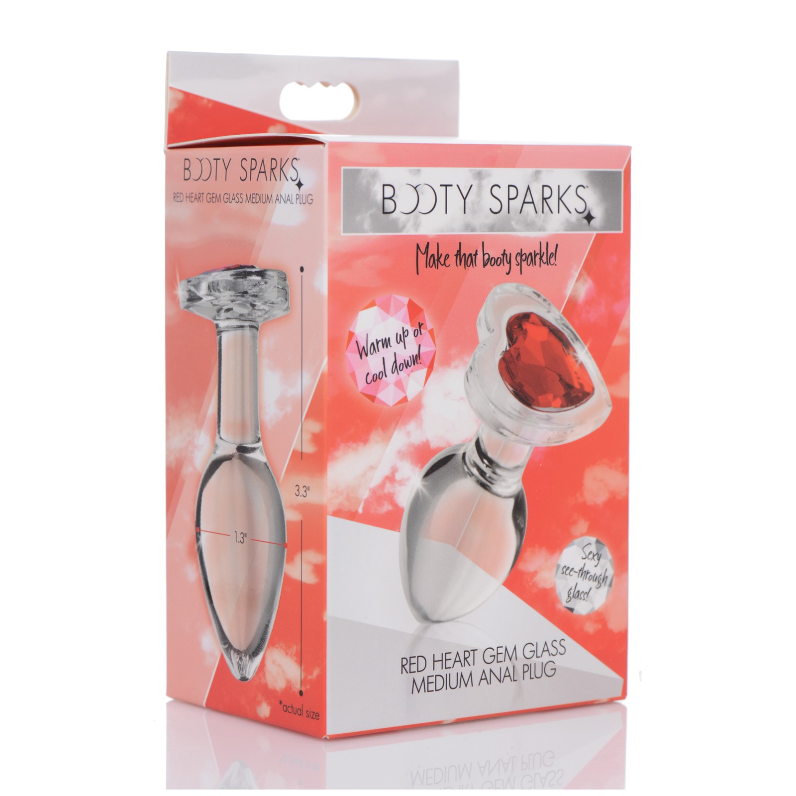 Booty Sparks Red Heart Gem Glass Anal Plug - Medium