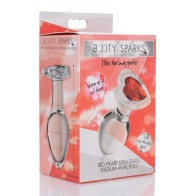 Booty Sparks Red Heart Gem Glass Anal Plug - Medium