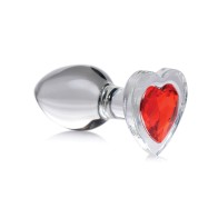 Booty Sparks Red Heart Gem Glass Anal Plug - Medium