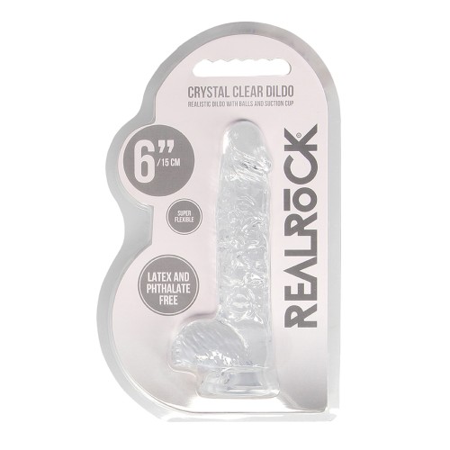 Dildo Realista Crystal Clear de 6" Shots RealRock con Testículos - Transparente