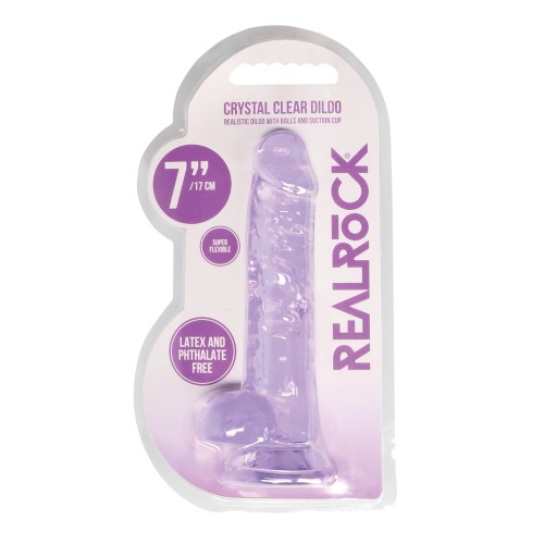 Dildo Shots RealRock Realista Cristal Claro de 7 Pulgadas Morado