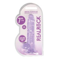 Dildo Shots RealRock Realista Cristal Claro de 7 Pulgadas Morado