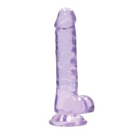 Dildo Shots RealRock Realista Cristal Claro de 7 Pulgadas Morado