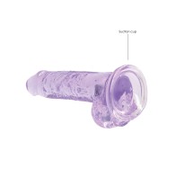 Dildo Shots RealRock Realista Cristal Claro de 7 Pulgadas Morado