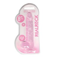 Dildo Shots RealRock Realista Cristalino de 8" con Testículos - Rosa